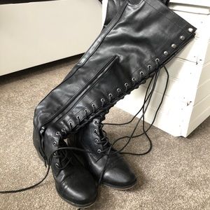 Above the Knee Lace Up Black Boots- size 8